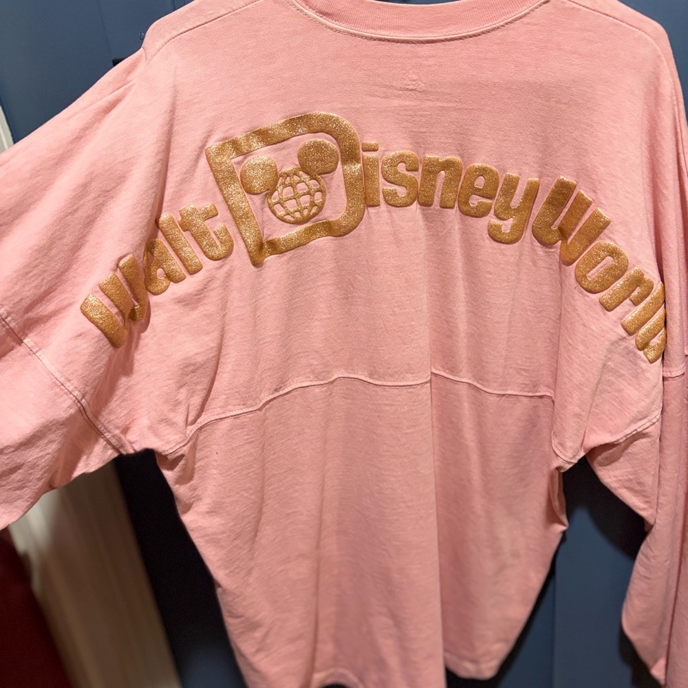 Disney Dusty Pink Logo Tee with Metallic Print
